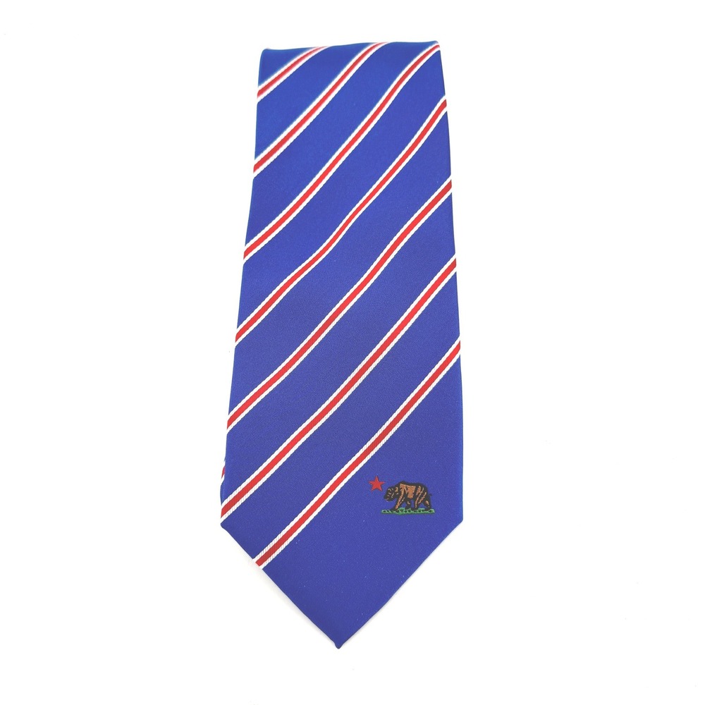 Statesman Ties Necktie Mens One Size Blue Red White Striped California Bear